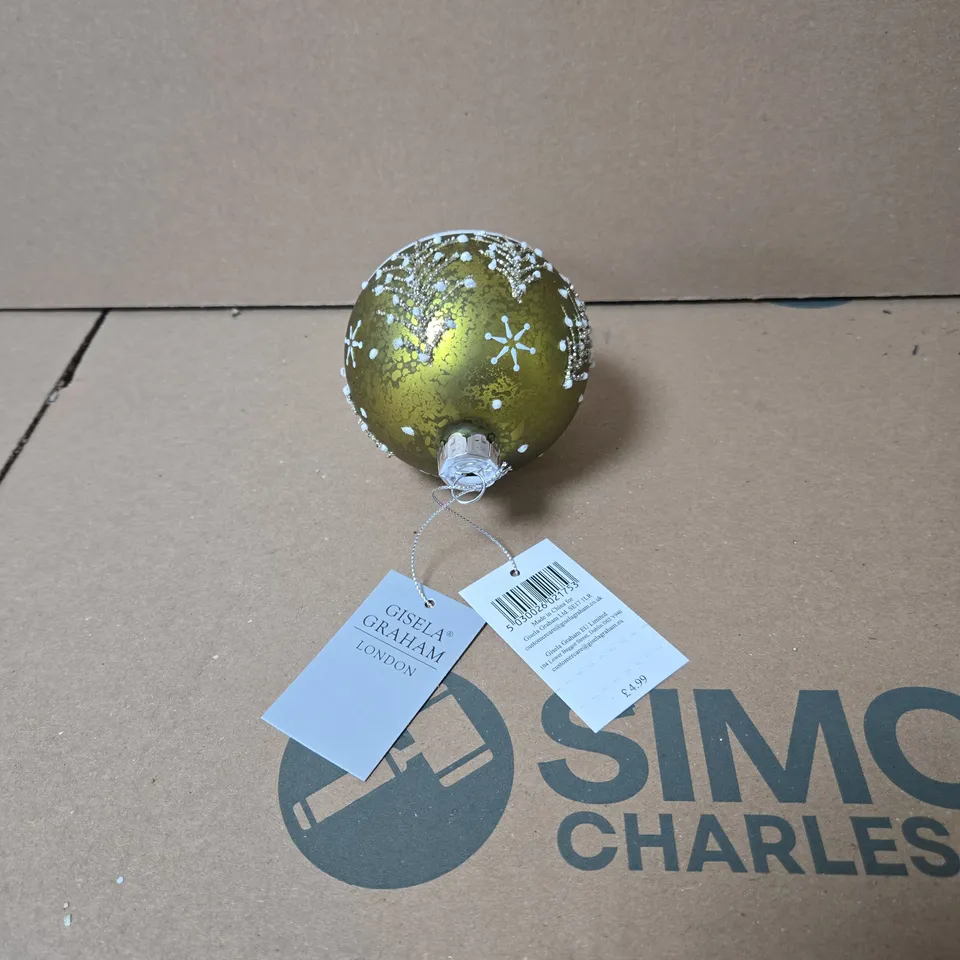 BOX OF 12 X GISELA GRAHAM MOTTLED GREEN CHRISTMAS BAUBLES 
