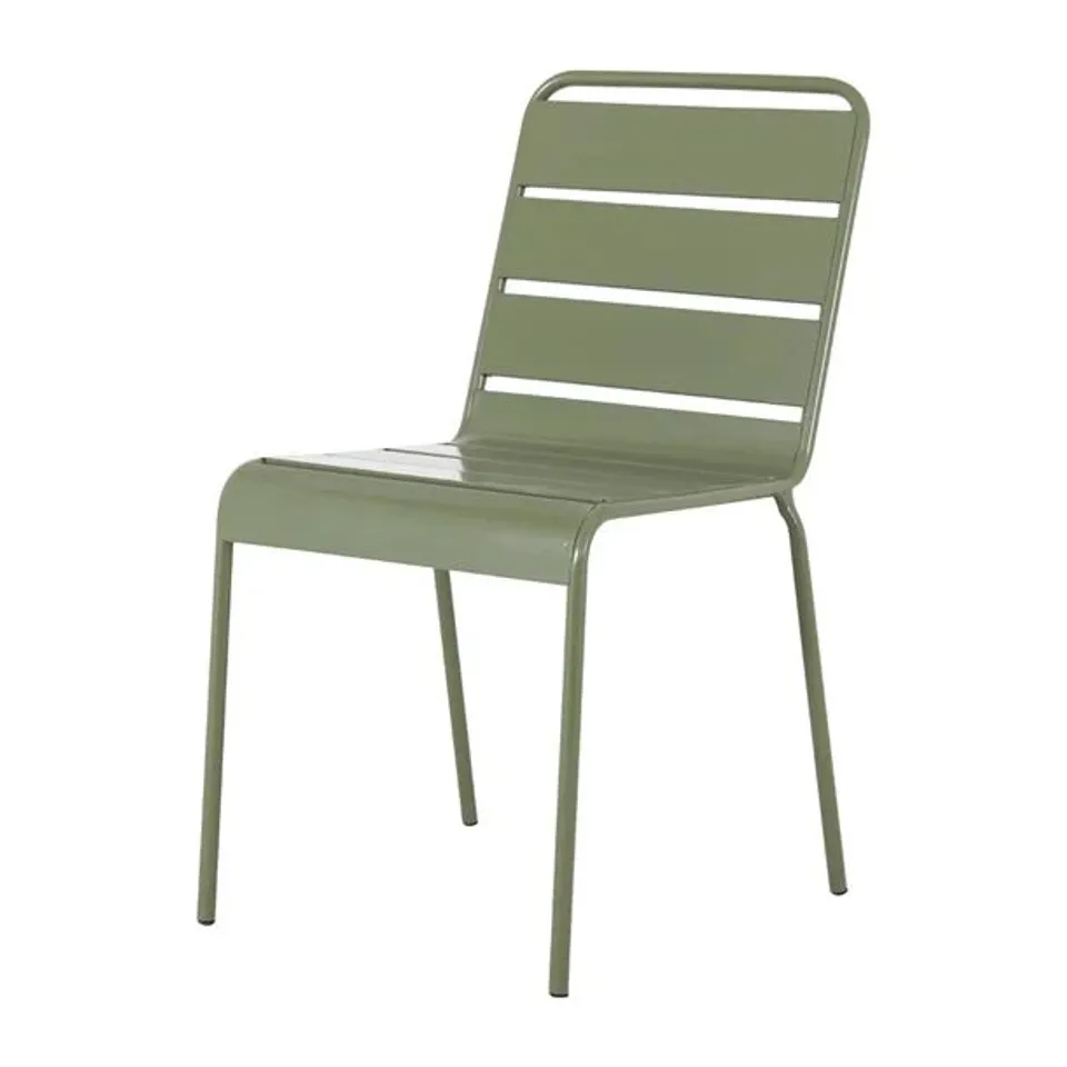 BOXED BOLERO AMALFI SLATTED STEEL SIDE CHAIRS OLIVE GREEN (4 PACK)