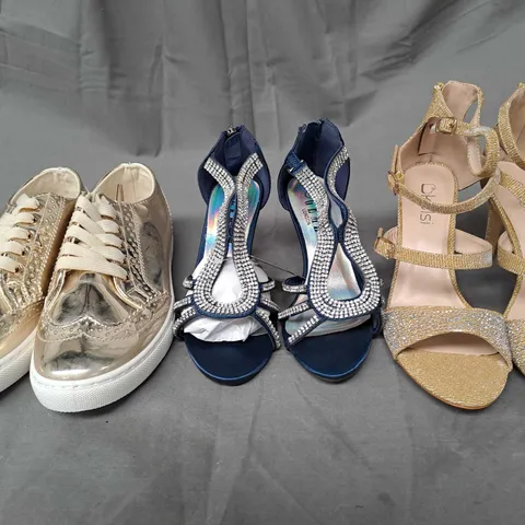 BOX OF APPROXIMATELY 10 PAIRS OF ASSORTED SHOES IN VARIOUS STYLES, COLOURS AND SIZES - VARIOUS SIZES