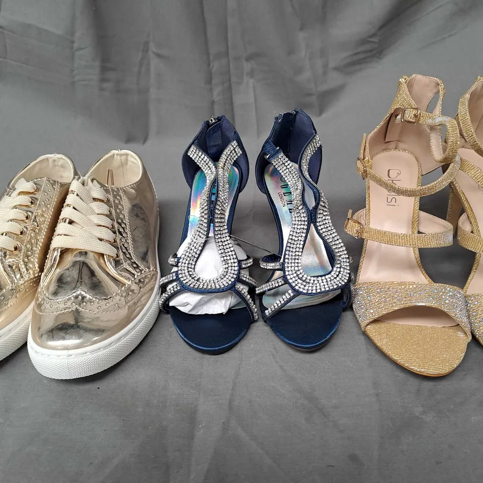 BOX OF APPROXIMATELY 10 PAIRS OF ASSORTED SHOES IN VARIOUS STYLES, COLOURS AND SIZES - VARIOUS SIZES