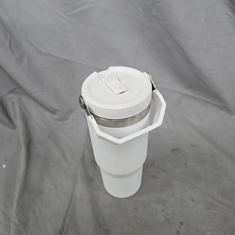 STANLEY WHITE STAINLESS STEEL TRAVEL MUG WITH FLIP LID – INSULATED BOTTLE