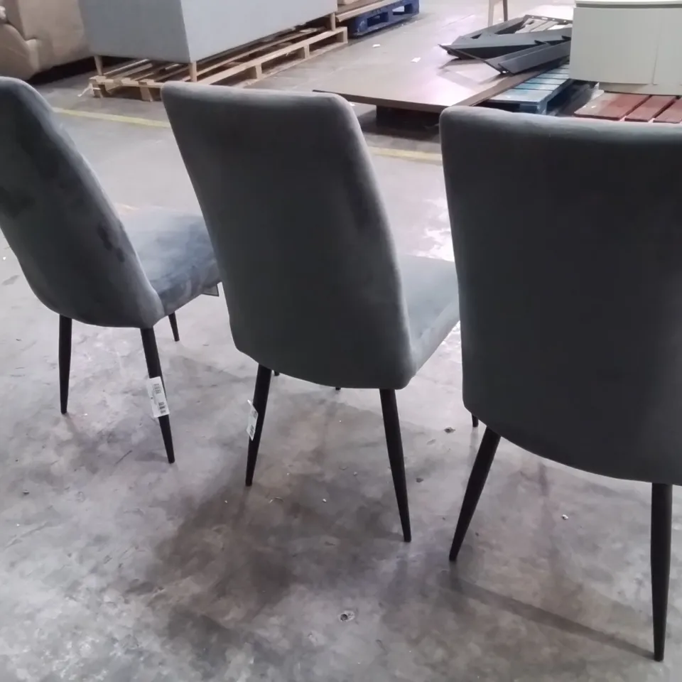 SET OF 3 GREY FABRIC UPHOLSTERED SIDE CHAIRS 