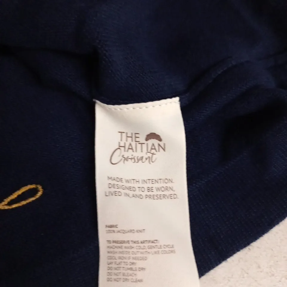 THE HAITIAN CROISSANT POLO SHIRT – NAVY/LIGHT BLUE, UK M