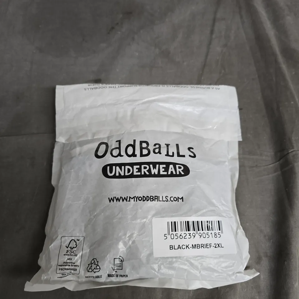 ODDBALLS UNDERWEAR – BLACK MEN'S BRIEFS, 2XL