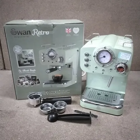 Boxed Swan Retro Espresso Coffee Machine with Milk Frother