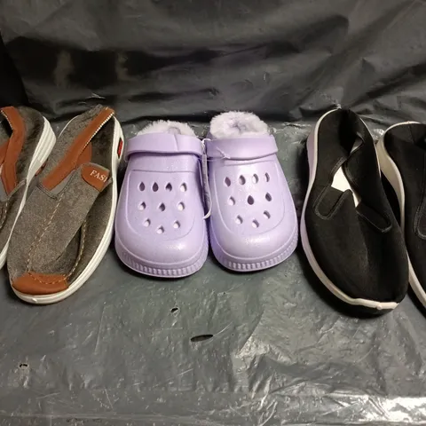 BOX OF APPROXIMATELY 15 ASSORTED PAIRS OF SHOES AND FOOTWEAR ITEMS IN VARIOUS COLOURS, STYLES, AND SIZES - COLLECTION ONLY