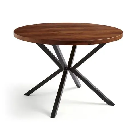 BOXED EZRA ROUND 4 SEATER DINING TABLE - WALNUT EFFECT (1 BOX)