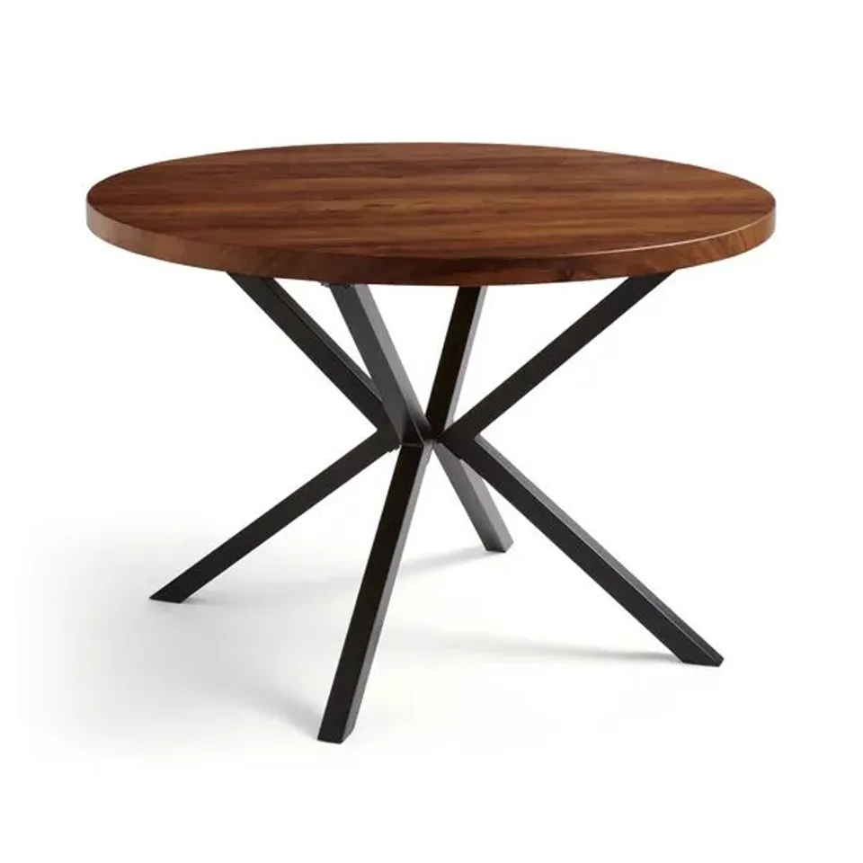 BOXED EZRA ROUND 4 SEATER DINING TABLE - WALNUT EFFECT (1 BOX)