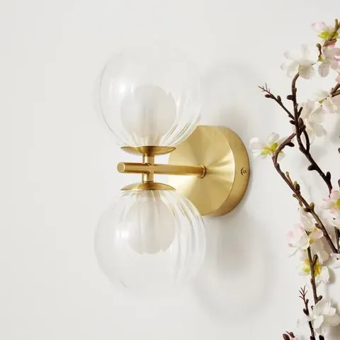 BOXED LEIRAH RIBBED 2 LIGHT WALL LIGHT