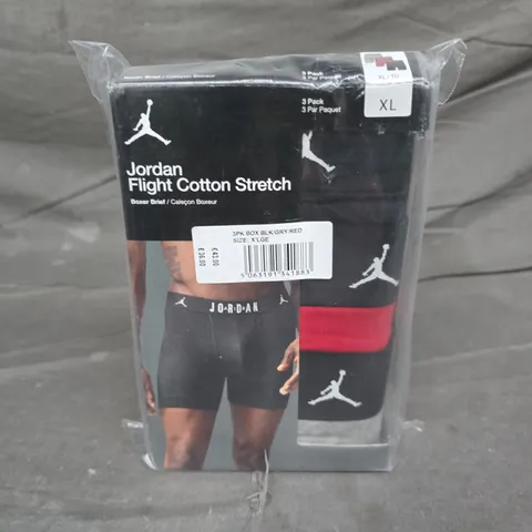 BOXED PACK OF 3 JORDAN FLIGHT COTTON STRETCH BOXER BRIEFS IN BLACK - XL