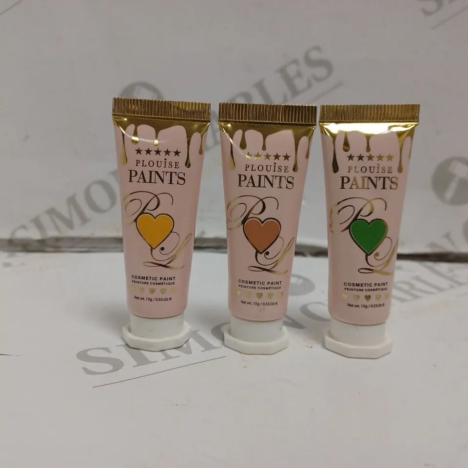 BOX OF APPROX 3 PLOUISE COSMETIC PAINT IN VARIOUS COLOURS. 