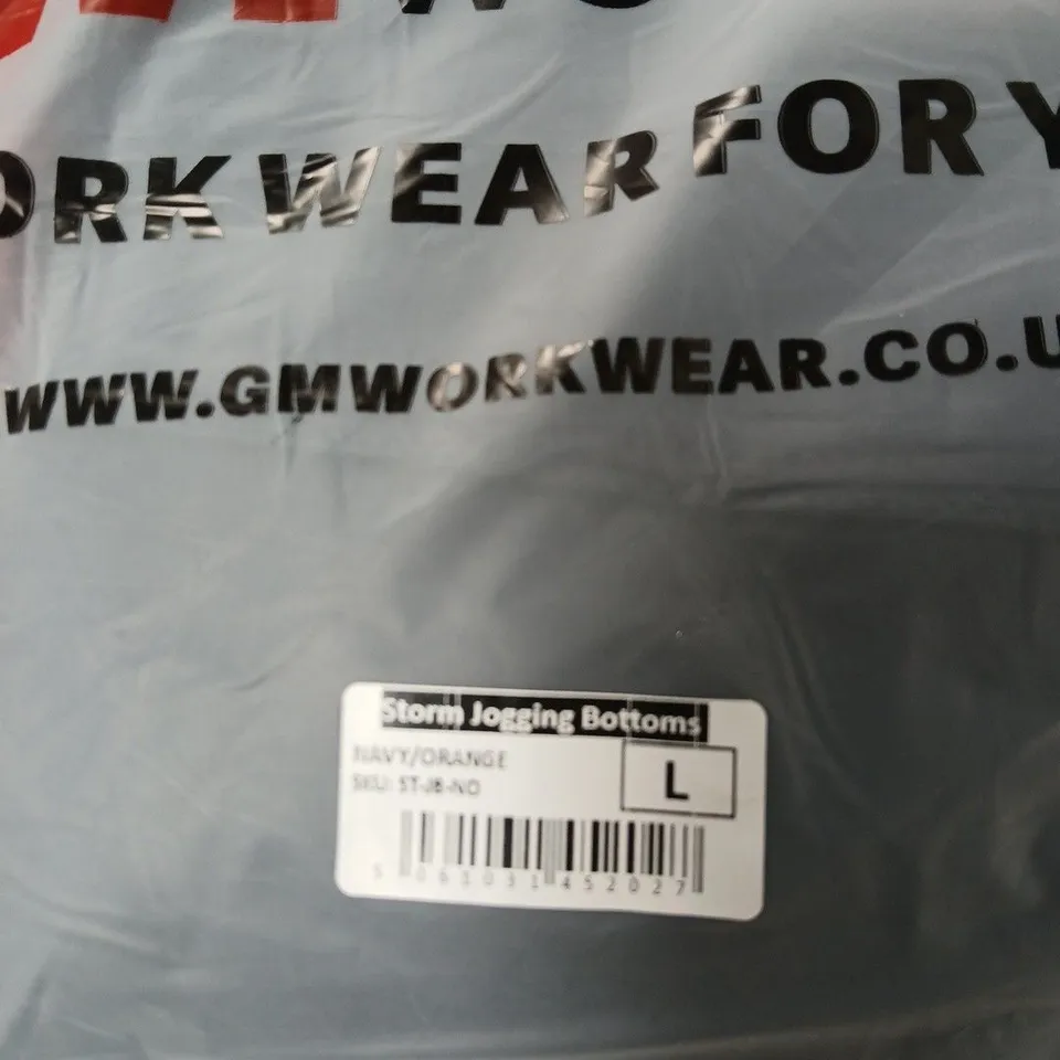 GM WORK WEAR STORM JOGGING BOTTOMS – NAVY/ORANGE, SIZE L