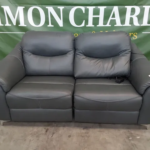 QUALITY BRITISH DESIGNER G PLAN JACKSON POWER RECLINING THREE SEATER SOFA KENSINGTON PETROL BLUE LEATHER 