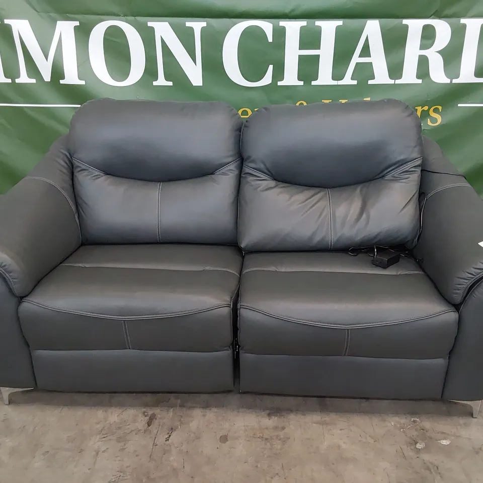 QUALITY BRITISH DESIGNER G PLAN JACKSON POWER RECLINING THREE SEATER SOFA KENSINGTON PETROL BLUE LEATHER 