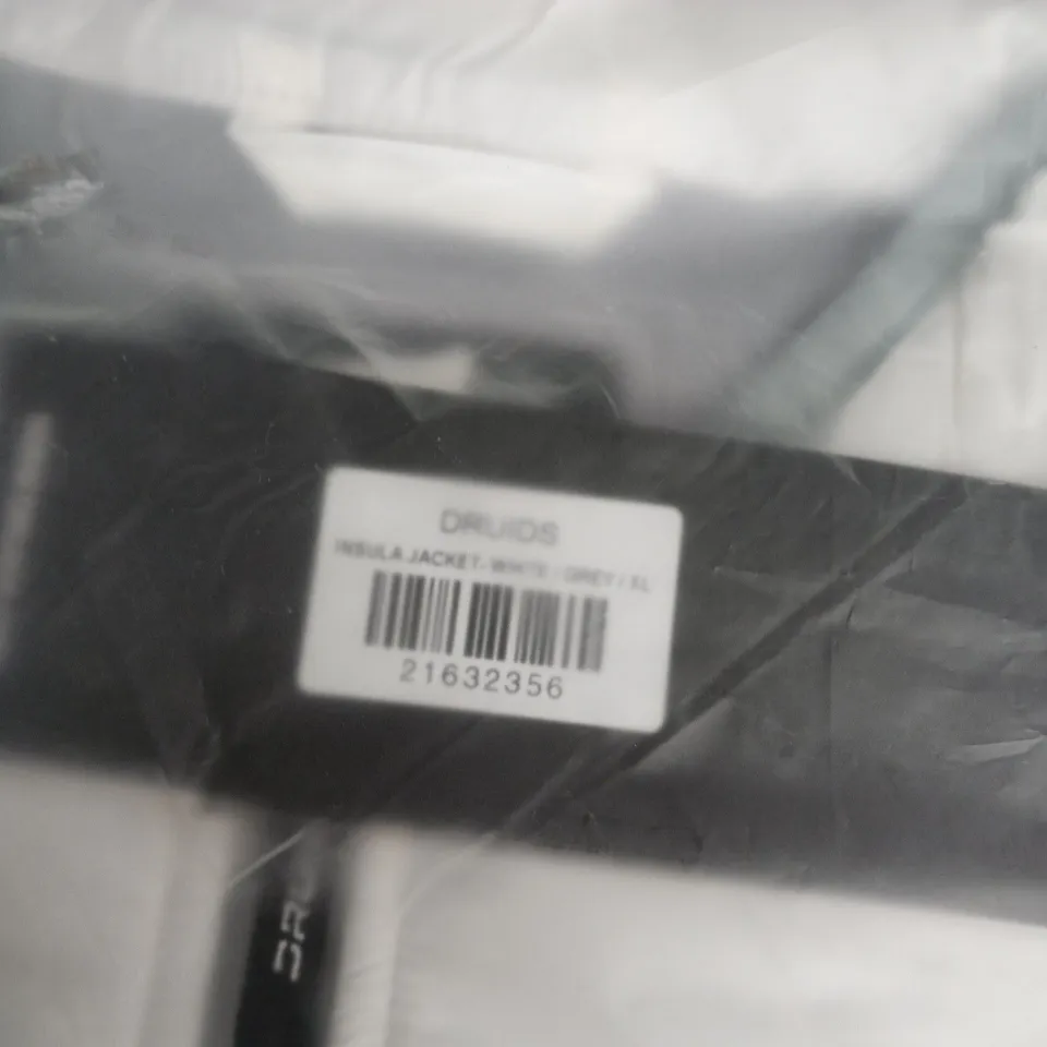 BAGGED DRUIDS JACKET - WHITE ZIP FRONT, XL