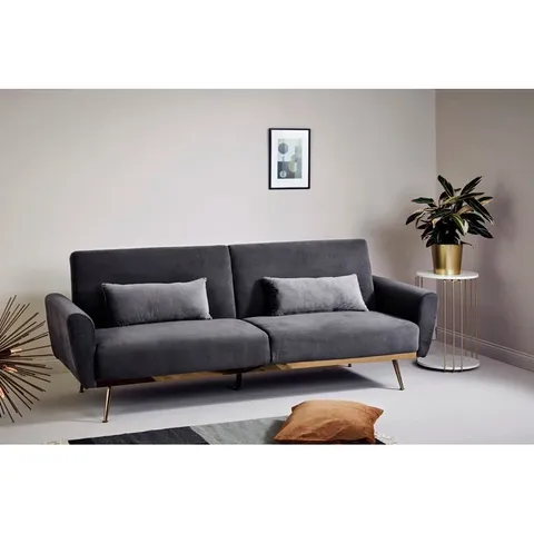 BOXED JAHNKE CHILLAX GOLD SOFA BED - VELVET PLATIN GREY (1 BOX)