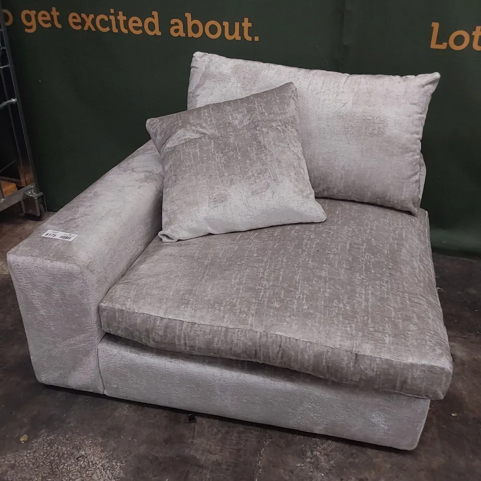 DESIGNER CORNER SECTION PLUSH SILVER FABRIC 