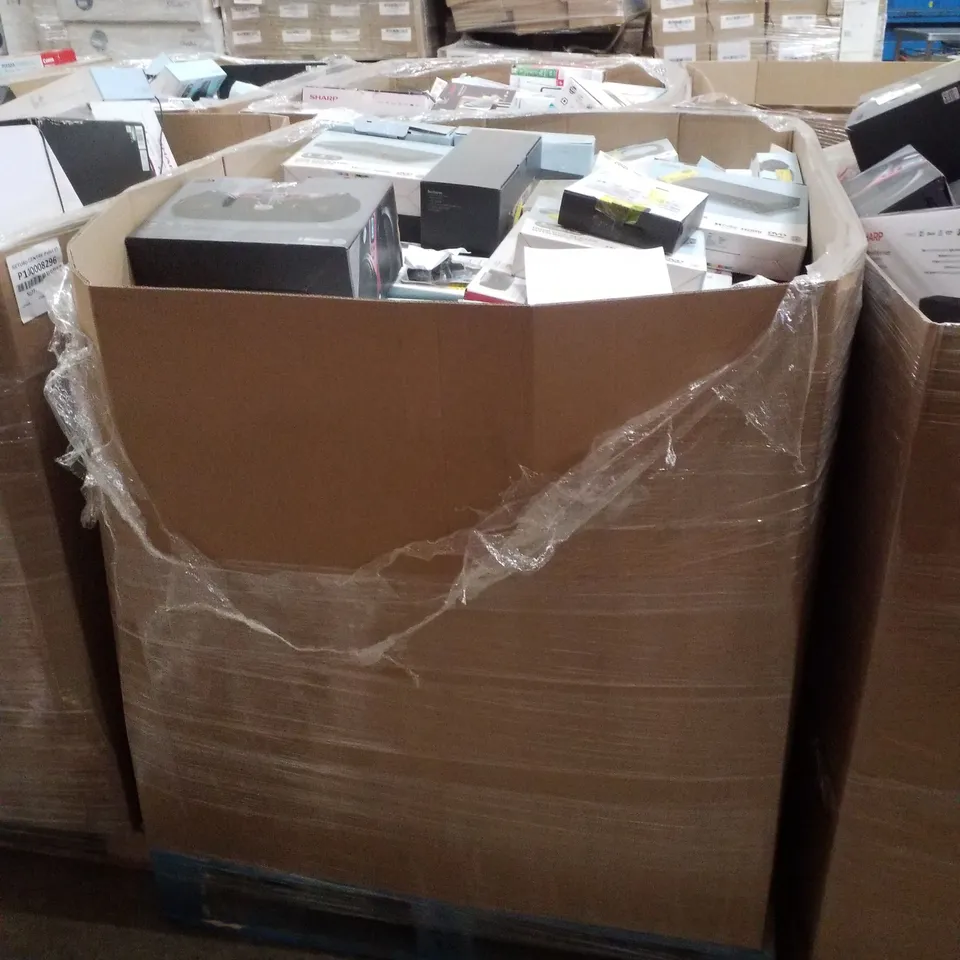 PALLET CONTAINING ASSORTED ELECTRICAL PRODUCTS INCLUDING CANON PIXMA TS3350 PRINTER, KEYBOARDS, HDMI DVD PLAYER WITH REMOTE, GAMING HEADSET & BLUETOOTH CD BOOMBOX 