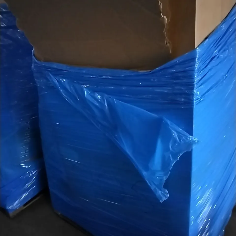 PALLET OF ASSORTED ITEMS INCLUDING HOME AUTOMATIC TRASH CAN, PUZZLE EXERCISE MATS, FABIAN CLARKE PHOTO FRAMES, HOMIDEC DRYING RACK, BBQ GRILL, LED CEILING MOUNTED LIGHT