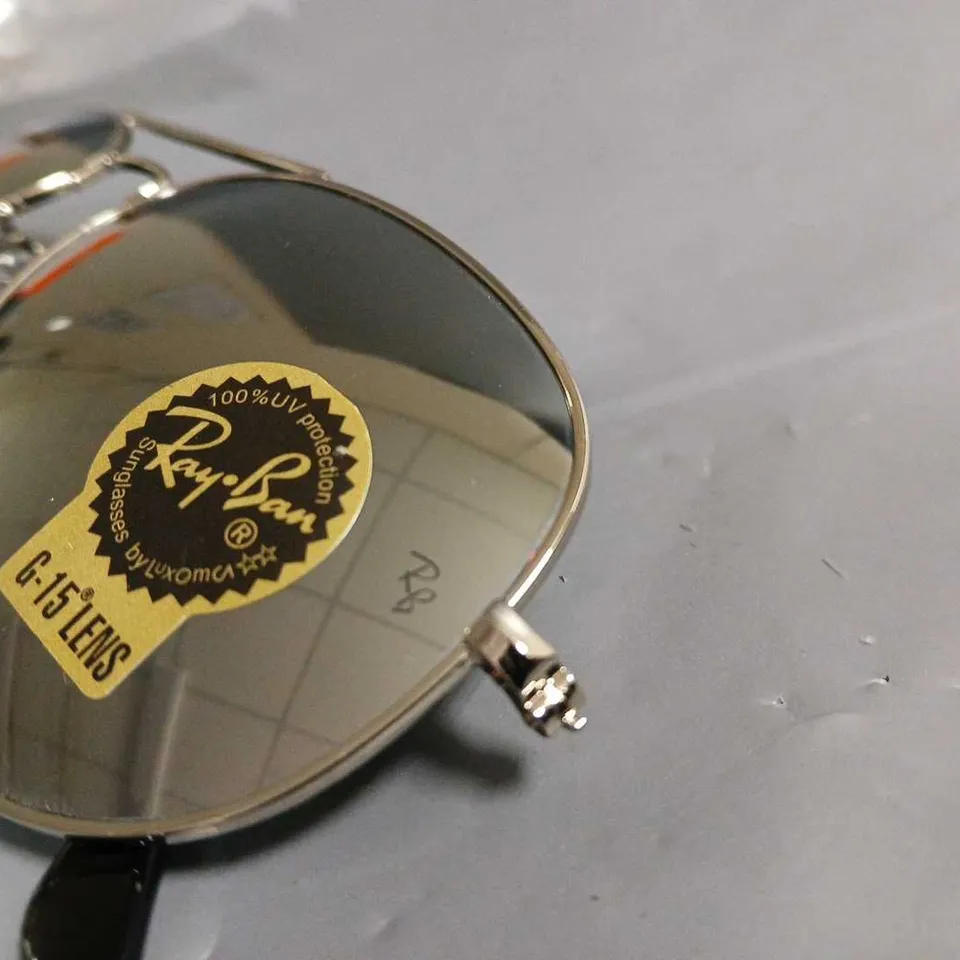 PAIR OF RAYBAN GLASSES WITH REFLECTIVE G-15 LENS IN CASE