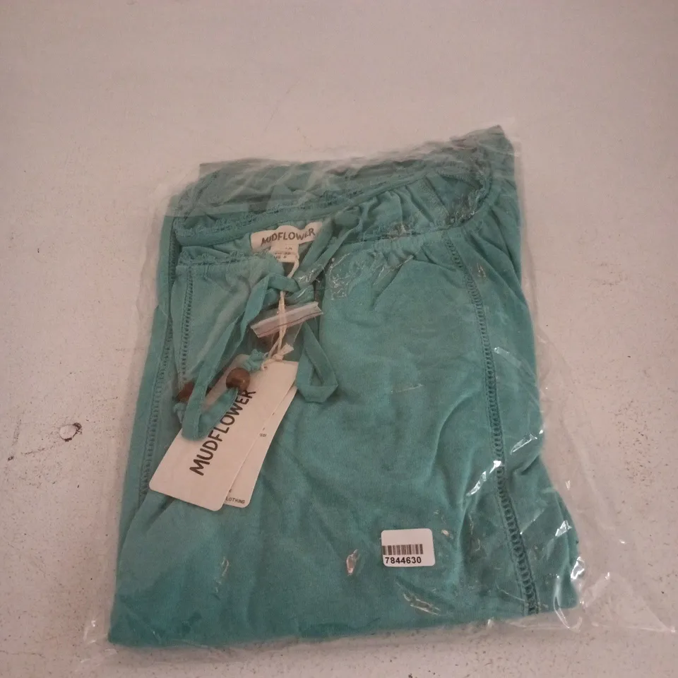 MUDFLOWER WOMEN'S TEAL LACE-TRIM TOP, UK 10 (EU 36, US 6)