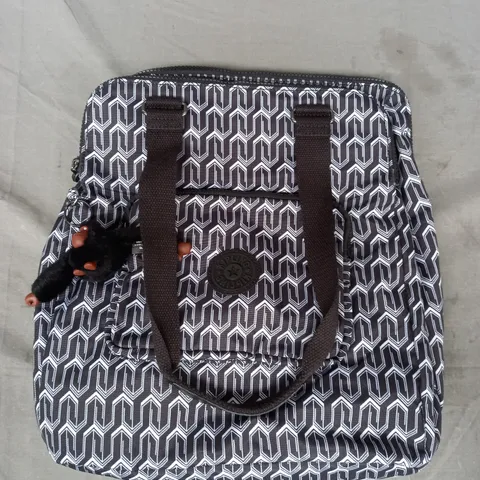 KIPLING CRAVALA TOTE BAG IN BLACK/WHITE GEOMETRIC PATTERN