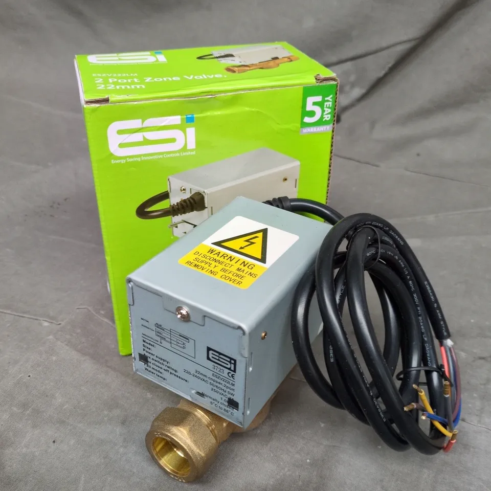 ESI 2 PORT ZONE VALVE, 22MM WITH ACTUATOR – ESZV222LM