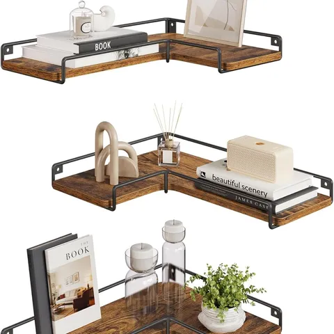 BOXED VASAGLE L-SHAPED CORNER SHELF, SET OF 3