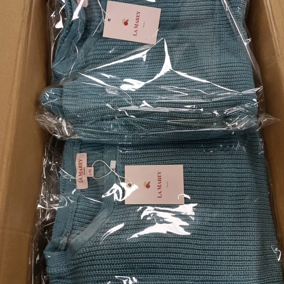 APPROXIMATELY 15 LA MAREY LONDON KNITWEAR SWEATERS – TEAL, UK SIZE L/XL