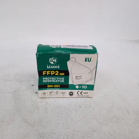 BOX OF 10 FFP2 NR PROTECTIVE RESPIRATOR MASKS (MADE IN EU)