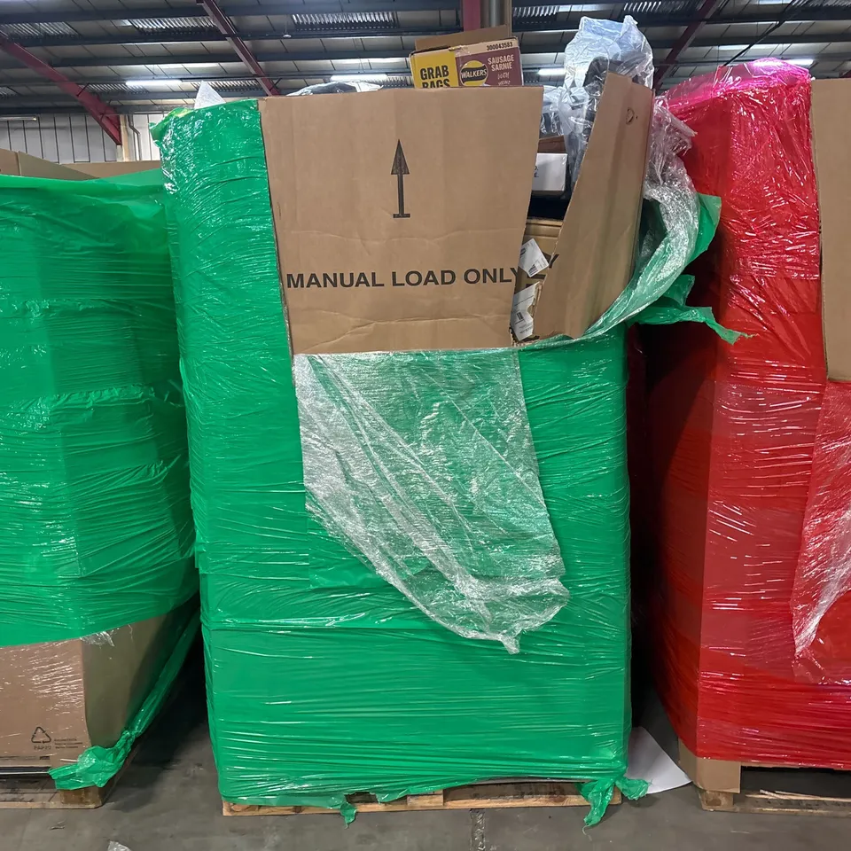 PALLET OF ASSORTED CONSUMER PRODUCTS TO INCLUDE: AIR COOLER, CLOTHES DRYING RACK, ROLLER BLIND, RETRACTABLE BABY GATE, BACKPACKS, TOILET SEAT ECT