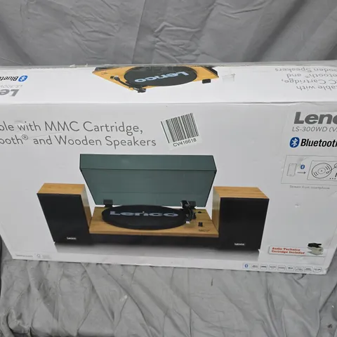 LENCO LS-300WD (V2) TURNTABLE WITH BLUETOOTH AND WOODEN SPEAKERS – BOXED