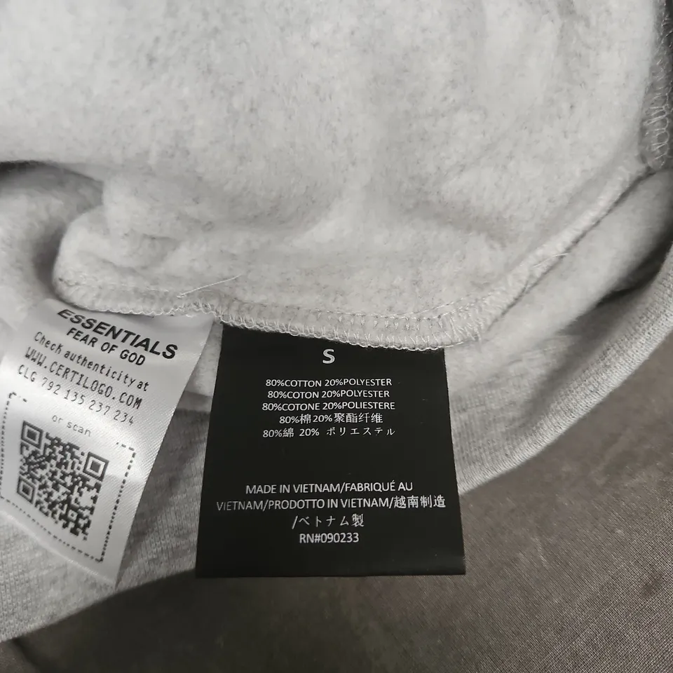 FEAR OF GOD ESSENTIALS HOODIE – GREY, SIZE S