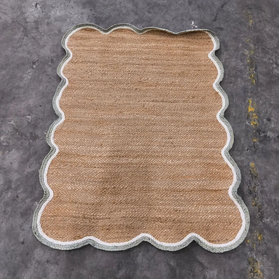 BEIGE WOVEN RUG WITH GREY EDGING (120X160CM)