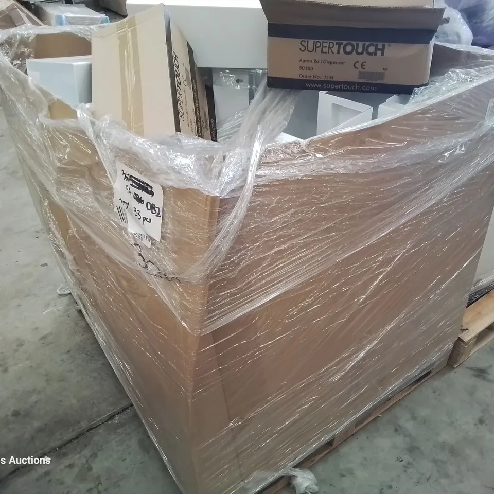 PALLET OF APRON ROLL DISPENCERS, 4 × PLASTIC & 33 × METAL