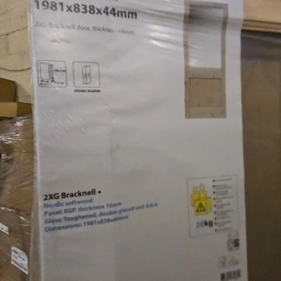 2XG BRACKNELL NORDIC SOFTWOOD HALF GLAZED DOOR 1981×838×44MM