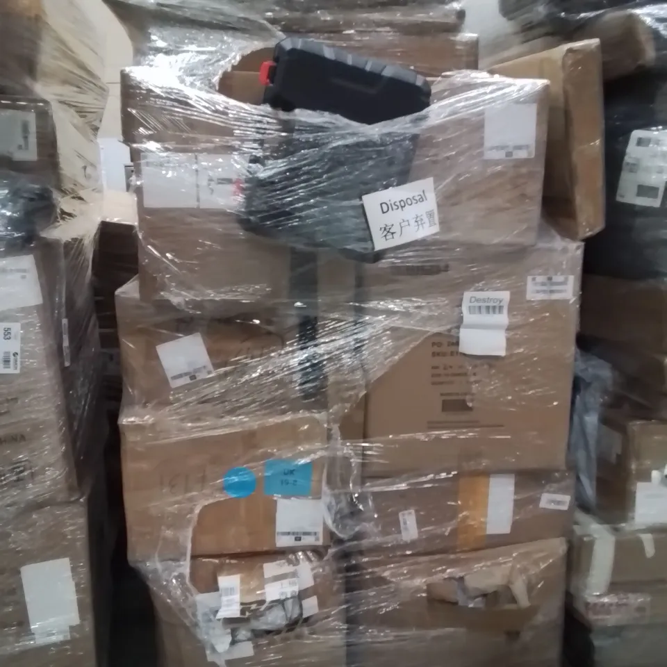 PALLET OF ASSORTED HOUSEHOLD GOODS AND PRODUCTS TO INCLUDE;TV STAND,PORTABLE JET WASH 