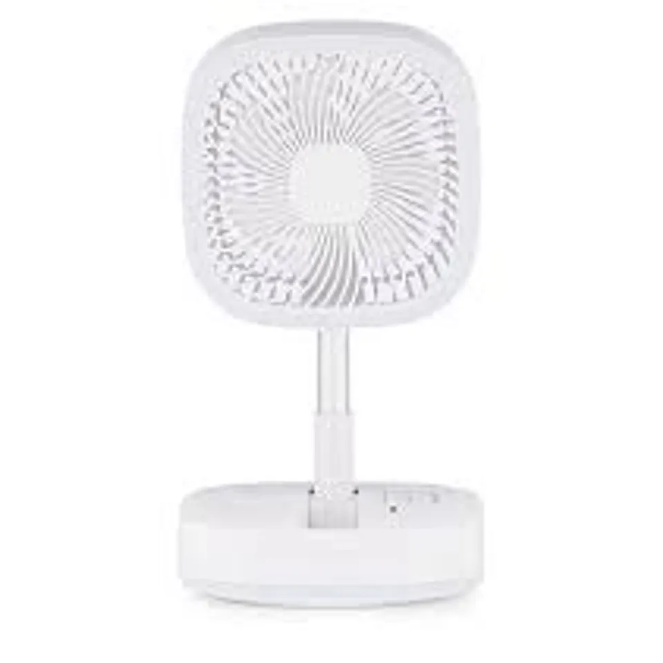 BOXED BELL AND HOWELL RECHARGEABLE DESK AND FLOOR FAN WITH PHONE CHARGER