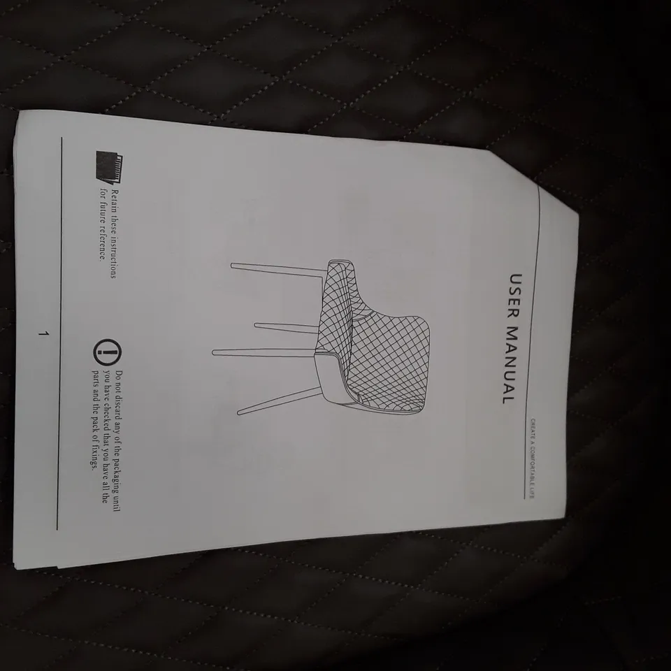 BOXED SET OF 2 UPHOLSTERED FAUX LEATHER DINING CHAIRS - GREY (1 BOX)