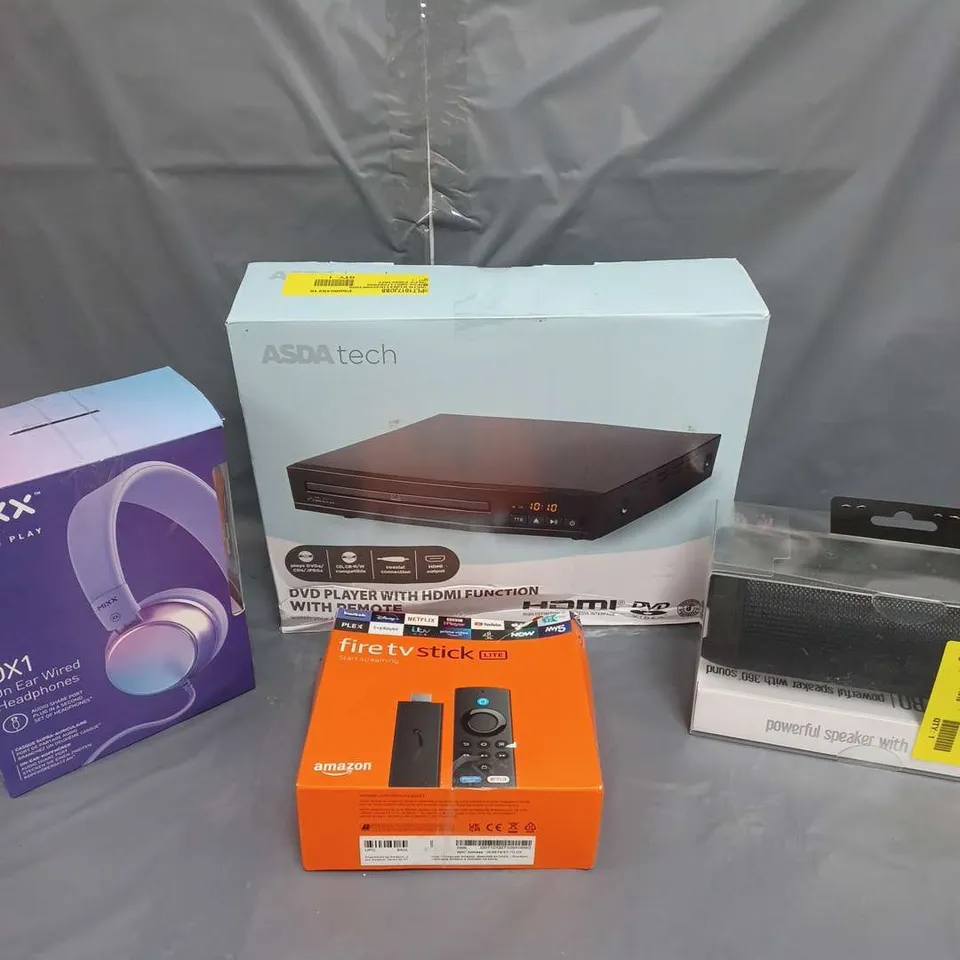 LOT OF APPROXIMATELY 30 ELECTRICAL ITEMS TO INCLUDE FIRESTICK, HEADPHONES AND DVD PLAYER