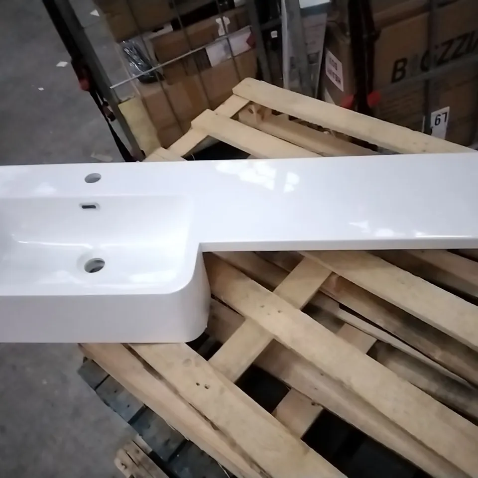 BOXED ARNO LH 1200MM SEMI-RECESSED CAST WING BASIN (SLIMLINE) WHITE