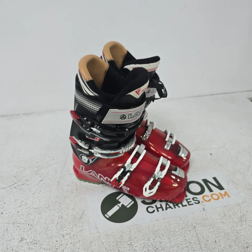 LANGE SKI BOOTS – RED & BLACK, PAIR UNSPECIFIED SIZE