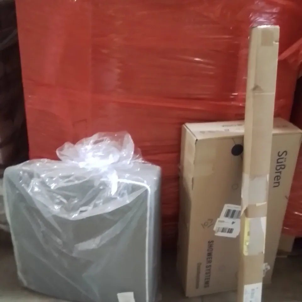 PALLET OF ASSORTED HOUSEHOLD GOODS AND PRODUCTS TO INCLUDE;SHOWER SYSTEM,CUSHION,BATTEN LIGHT