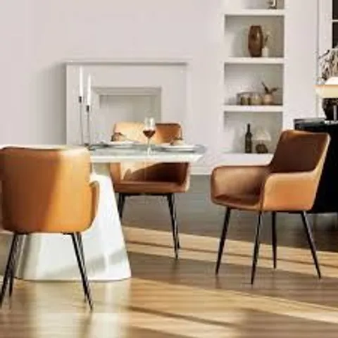 BOXED MUHSINA FAUX LEATHER DINING CHAIRS - BROWN 