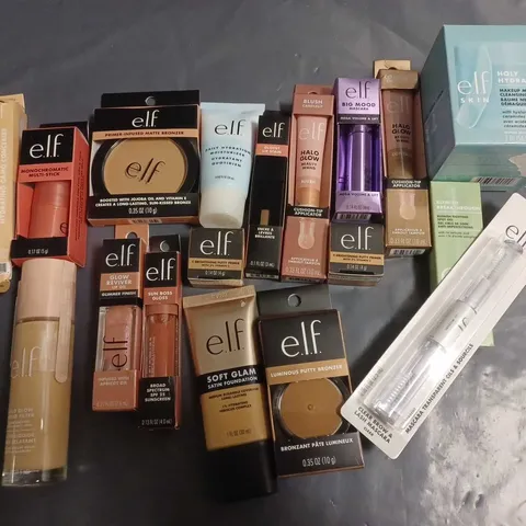 LOT OF 17 ASSORTED E.L.F. BEAUTY ITEMS TO INCLUDE LIQUID FILLER, CLEANSING BALM AND MATTE BRONZER