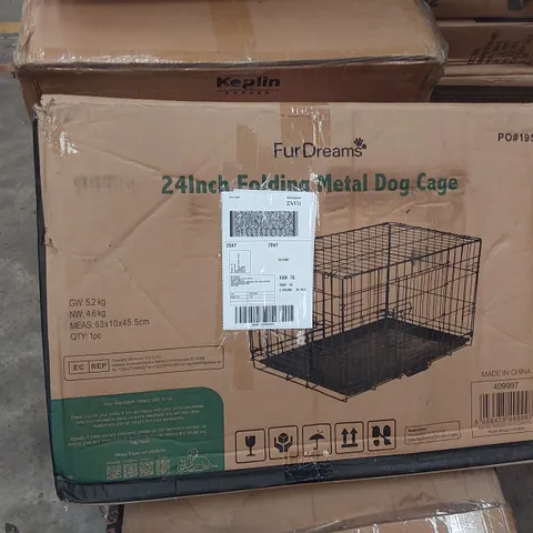 BOXED 24INCH FOLDING METAL DOG CAGE