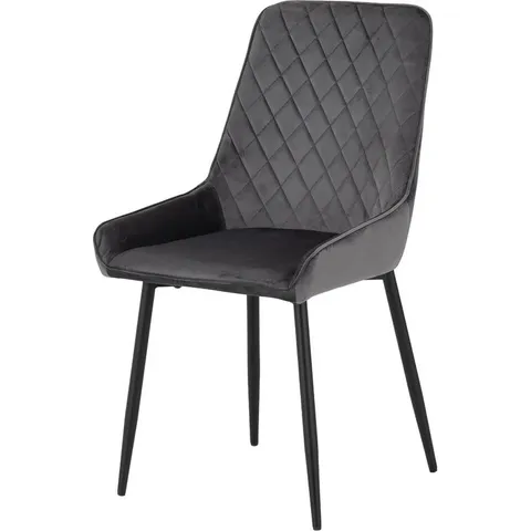 BOXED AZAIAH UPHOLSTERED DINING CHAIR, GREY VELVET - SET OF 2 (1 BOX)