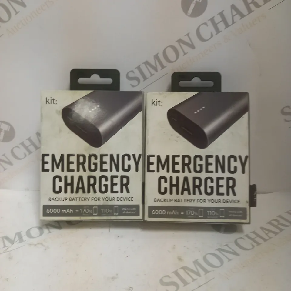 2 X BOXED KIT: EMERGENCY BACK-UP 6000MAH PORTABLE POWER BANKS 