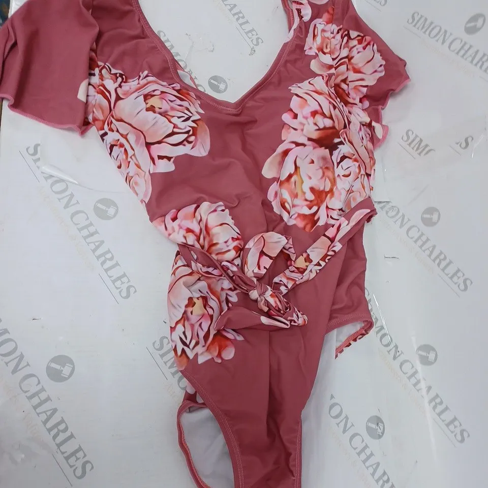 PINK SWIMMING COSTUME WITH FLOWERS