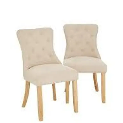 BOXED PAIR OF WARWICK CHENILLE STANDARD DINING CHAIRS NATURAL/OAK (1 BOX)